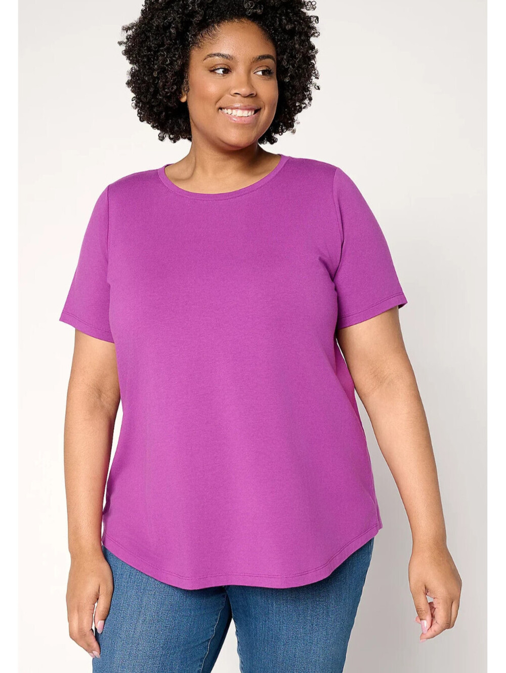 Susan Graver Weekend Essentials Comfy Cotton Crew Neck Top Blooming , 3X #35.
